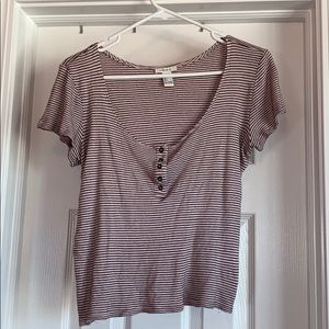 F21 Striped Short Sleeve